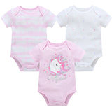 0-12 Months Newborn Cotton Short Sleeve Bodysuit 3/6 pcs