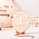 Baby Wooden Balloon age milestone Cards - 2Pcs