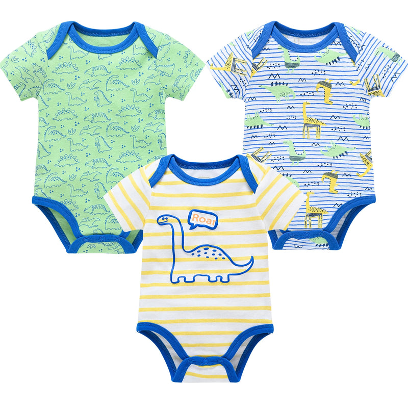 0-12 Months Newborn Cotton Short Sleeve Bodysuit 3/6 pcs