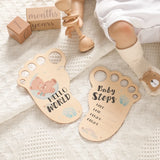 Baby Footprint Wooden Milestone Card