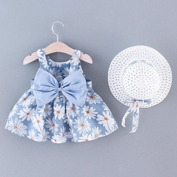 0-3 Years Old  Floral Print Sweet Princess Dress with Bow