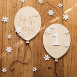 Baby Wooden Balloon age milestone Cards - 2Pcs