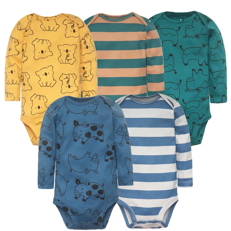 Newborn  Long Sleeve Bodysuits 3-5 PCS