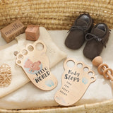 Baby Footprint Wooden Milestone Card