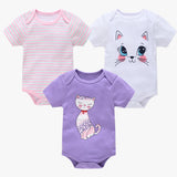 0-12 Months Newborn Cotton Short Sleeve Bodysuit 3/6 pcs