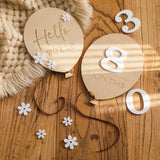 Baby Wooden Balloon age milestone Cards - 2Pcs