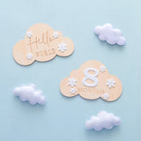 Baby Wooden Balloon age milestone Cards - 2Pcs