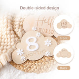 Baby Wooden Balloon age milestone Cards - 2Pcs