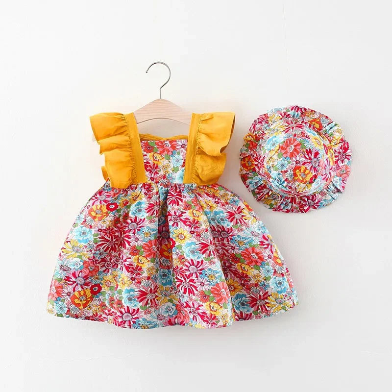 Fragmented Flower Strap Dress
 0-3 Years Old.