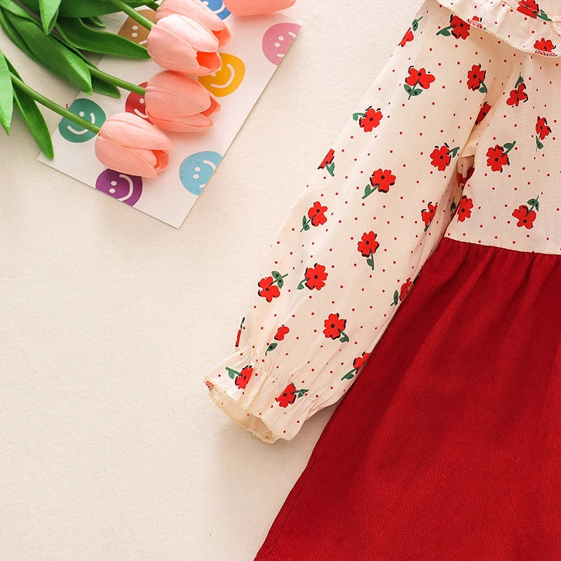 Two-Piece Long Sleeved Floral Dress