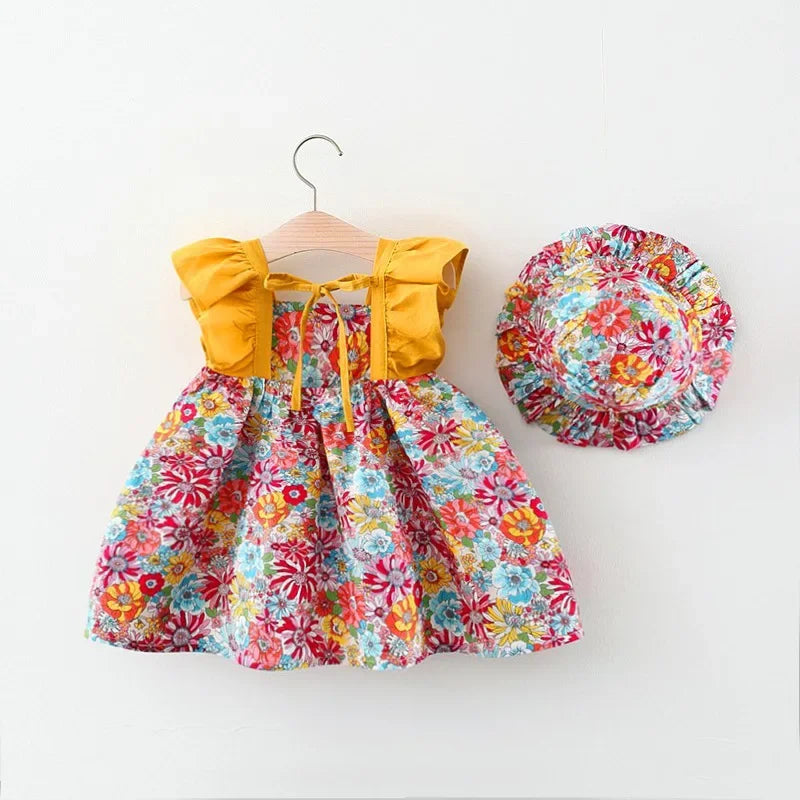 Fragmented Flower Strap Dress
 0-3 Years Old.