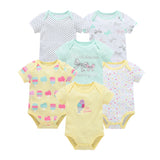 0-12 Months Newborn Cotton Short Sleeve Bodysuit 3/6 pcs