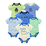 0-12 Months Newborn Cotton Short Sleeve Bodysuit 3/6 pcs