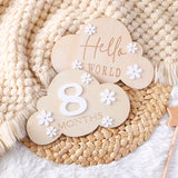 Baby Wooden Balloon age milestone Cards - 2Pcs