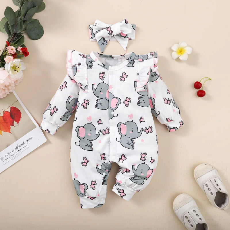 Baby Girl Romper Long Sleeve Bodysuit 0-18M