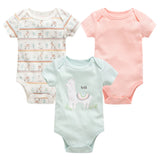 0-12 Months Newborn Cotton Short Sleeve Bodysuit 3/6 pcs