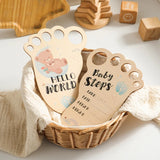 Baby Footprint Wooden Milestone Card