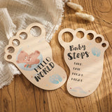 Baby Footprint Wooden Milestone Card