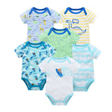 0-12 Months Newborn Cotton Short Sleeve Bodysuit 3/6 pcs