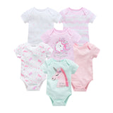 0-12 Months Newborn Cotton Short Sleeve Bodysuit 3/6 pcs