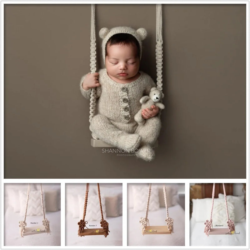 Newborn Photography Prop Wooden Swing