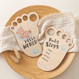 Baby Footprint Wooden Milestone Card