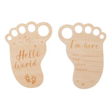 Baby Footprint Wooden Milestone Card