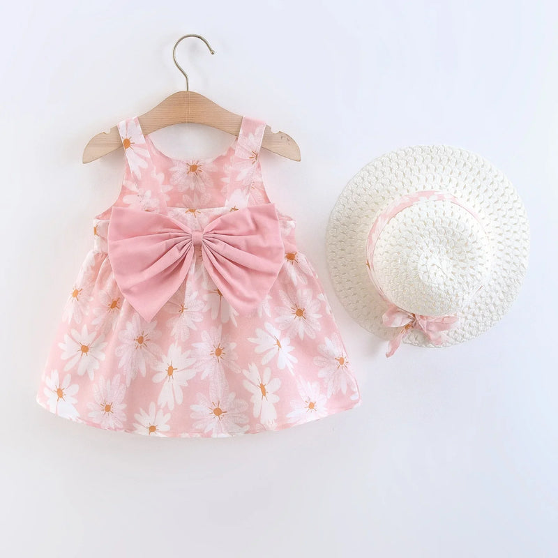 0-3 Years Old  Floral Print Sweet Princess Dress with Bow