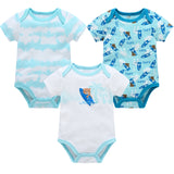 0-12 Months Newborn Cotton Short Sleeve Bodysuit 3/6 pcs