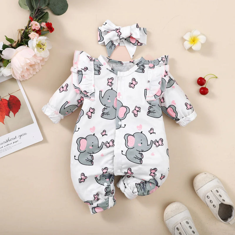 Baby Girl Romper Long Sleeve Bodysuit 0-18M