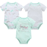 0-12 Months Newborn Cotton Short Sleeve Bodysuit 3/6 pcs