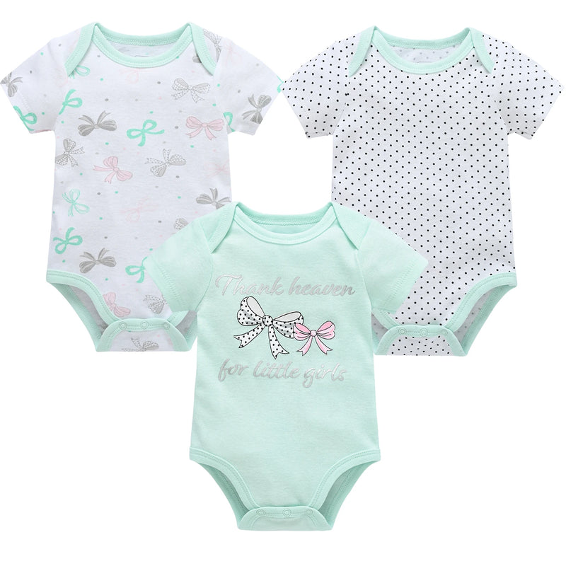 0-12 Months Newborn Cotton Short Sleeve Bodysuit 3/6 pcs